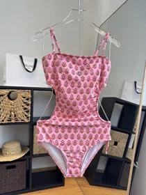 Gucci Pink Floral Cutout One-Piece Swimsuit-6458