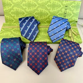 Gucci Light Luxury Double-G Diamond-Patterned Silk Business Tie-6554