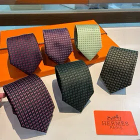 Hermès Classic All-Over H-Pattern Jacquard Silk Tie-6574