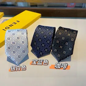 Fendi Monogram Jacquard Silk Business Tie-6591