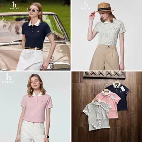 HAZZYS Contrast Collar Short Sleeve Polo Shirt-6654