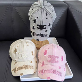 Celine Distressed Letter-Embroidered Breathable Baseball Cap-6697