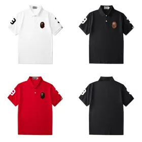 BAPE Short-Sleeve Polo-Style Casual T-Shirt with Number Print on Sleeves-6708
